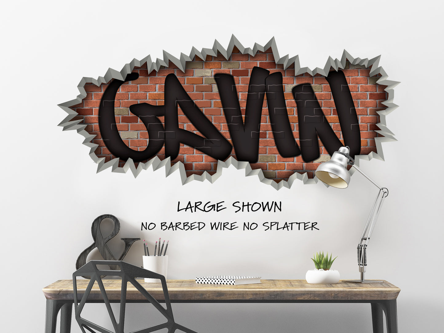 Barbed Wire Graffiti Name Brick Breakout Decal