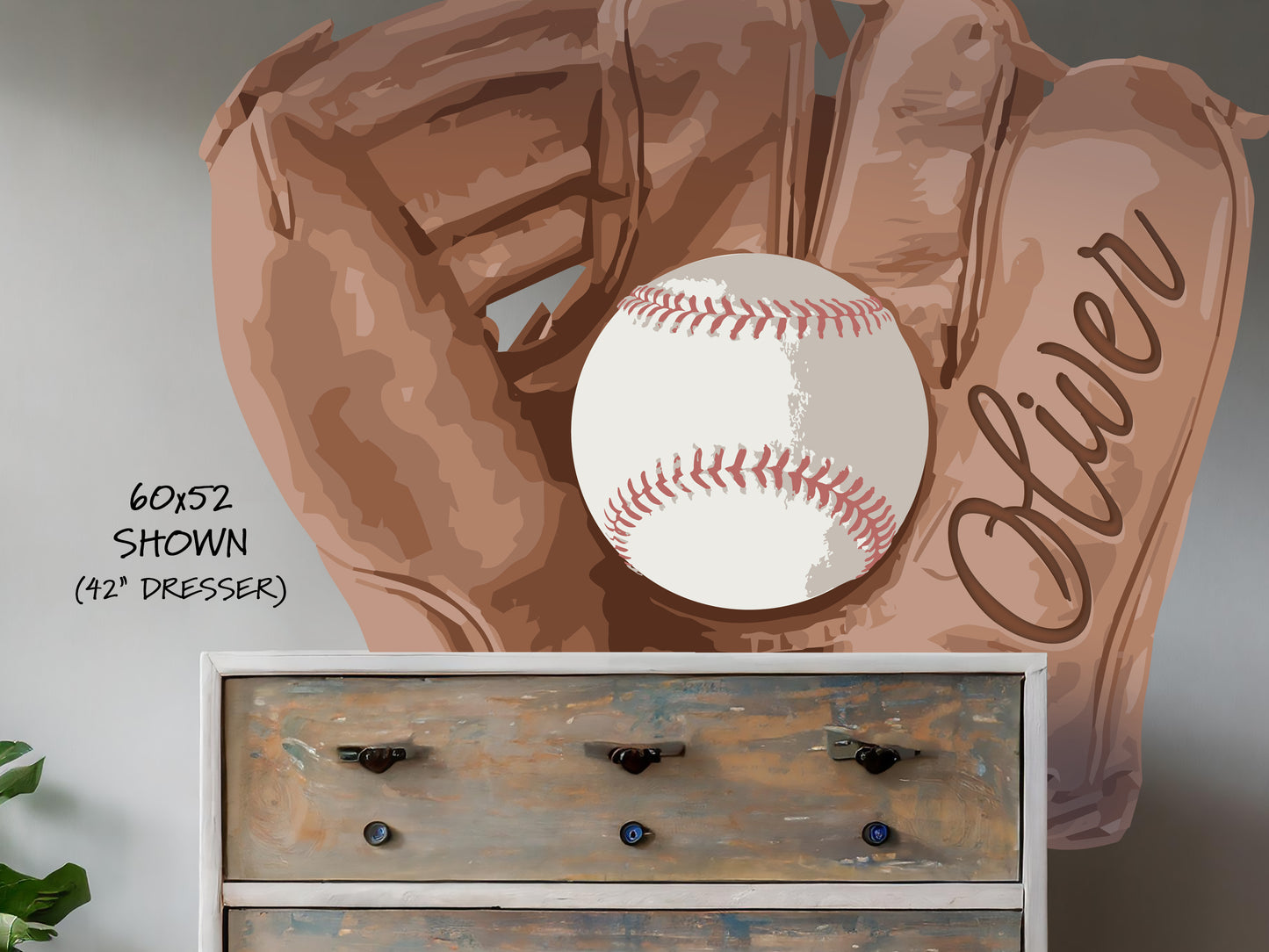 Baseball & Glove Wall Decal – Personalized Sports Décor for Kids