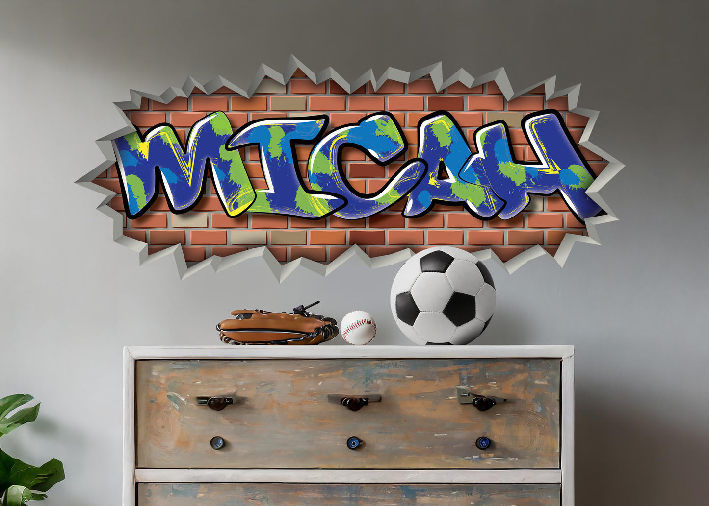 Personalized Graffiti Name Brick Breakout Decal – Custom Wall Art