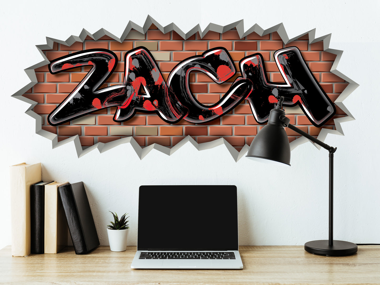 Personalized Graffiti Name Brick Breakout Decal – Custom Wall Art