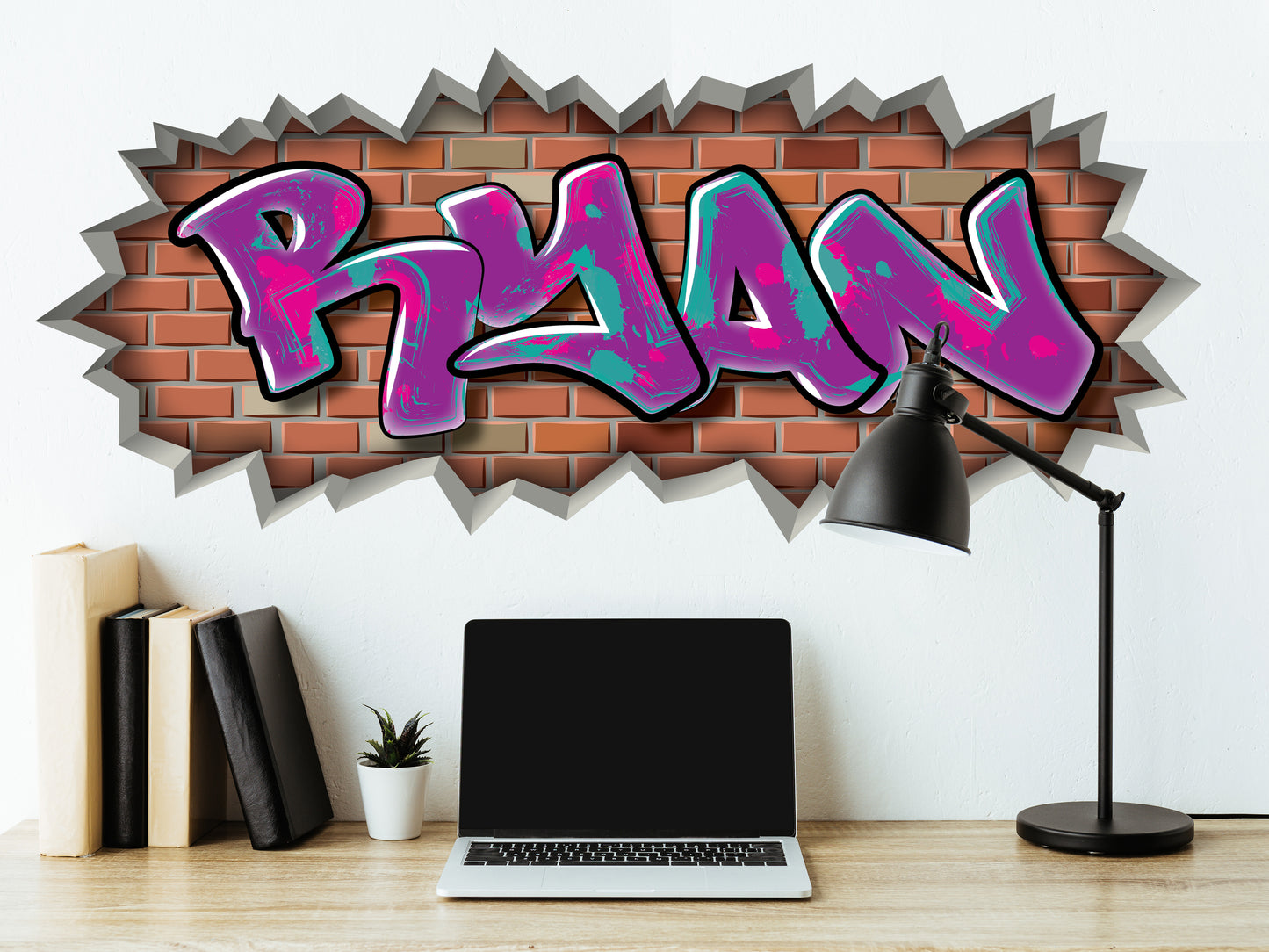 Personalized Graffiti Name Brick Breakout Decal – Custom Wall Art