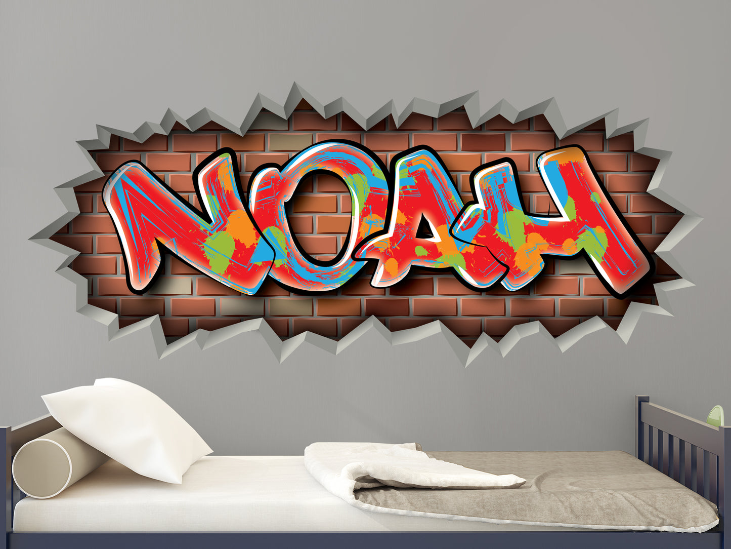 Personalized Graffiti Name Brick Breakout Decal – Custom Wall Art