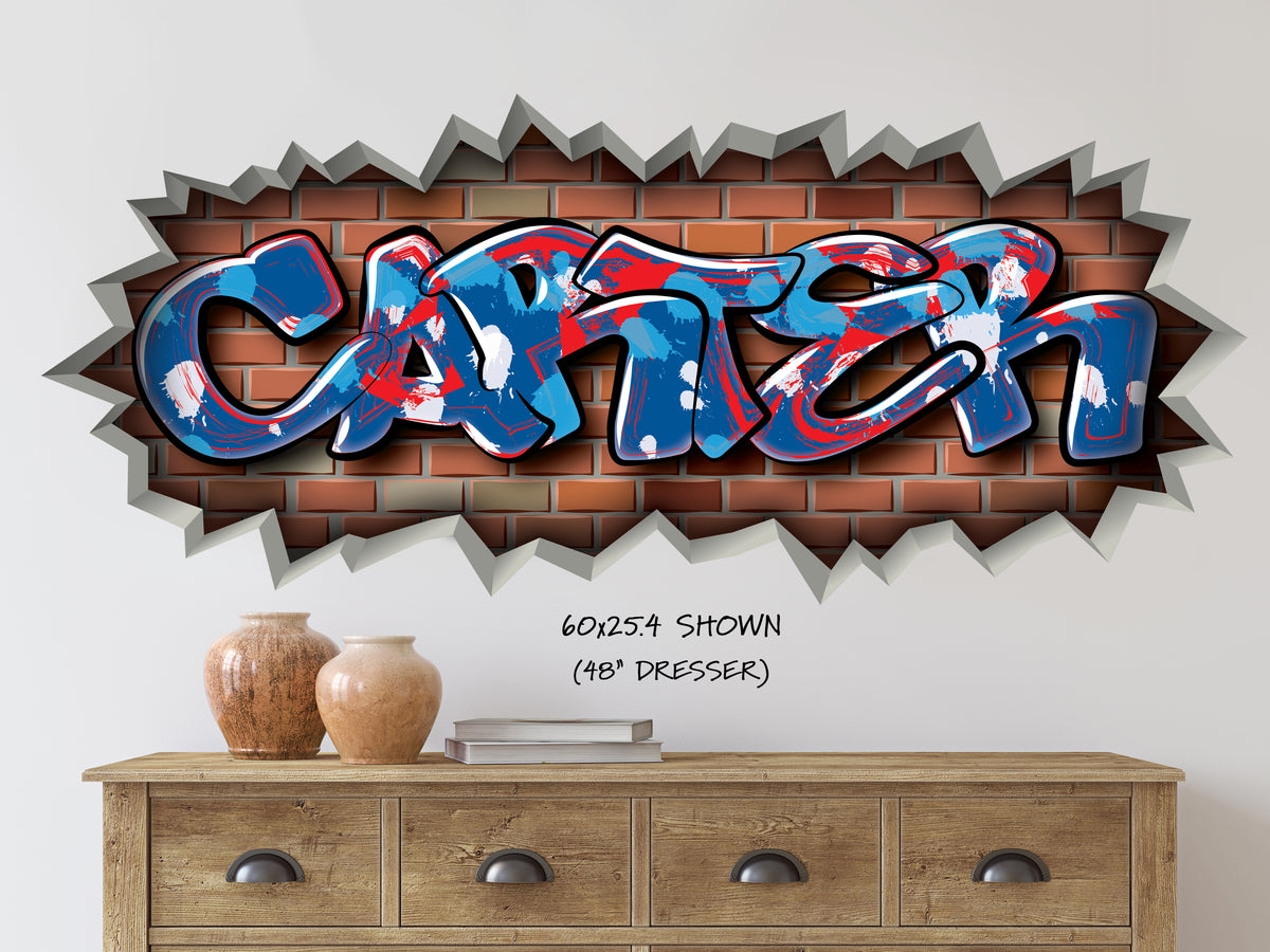 Personalized Graffiti Name Brick Breakout Decal – Custom Wall Art