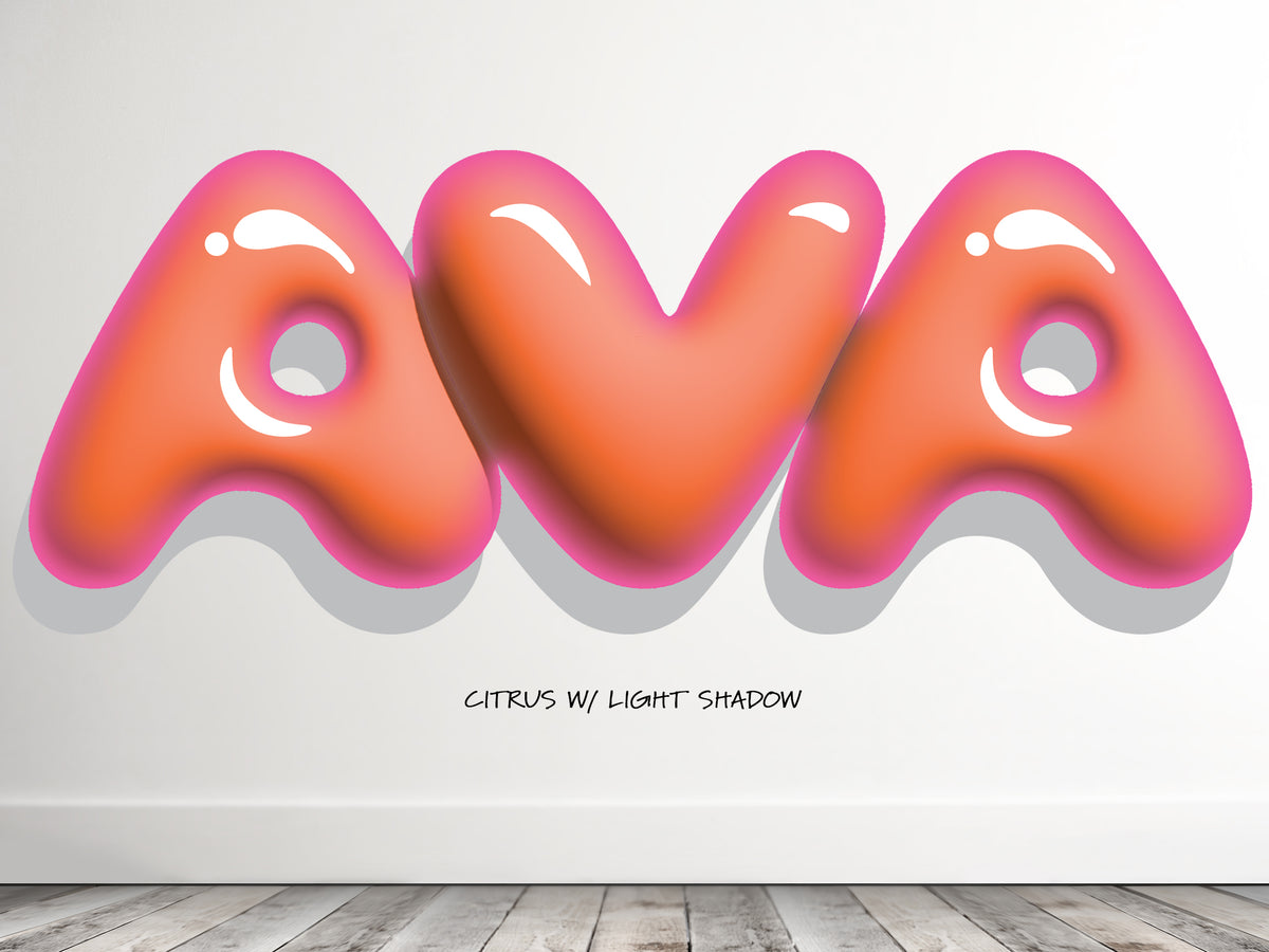Personalized Bubble Name with 3D Shadow Effect