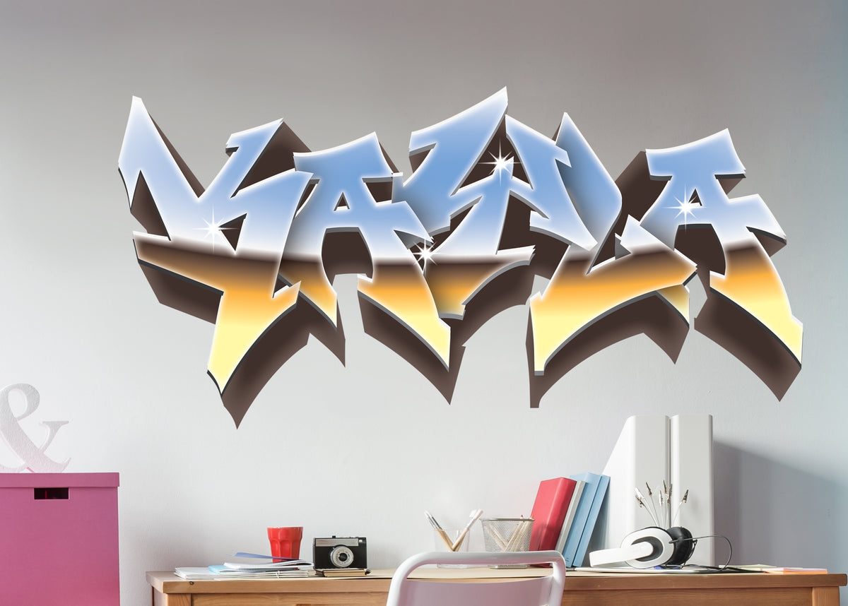 Chrome Look Graffiti Name Decal