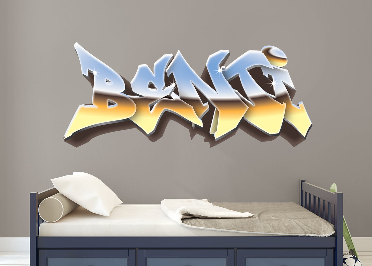 Chrome Look Graffiti Name Decal