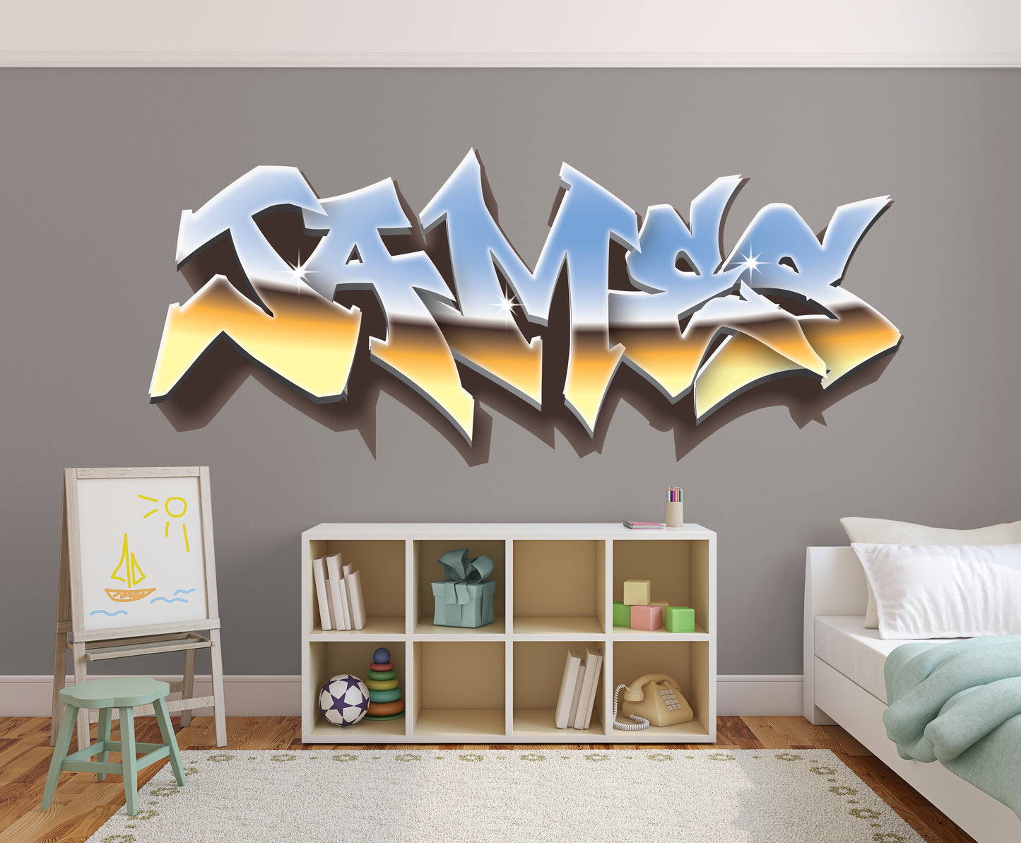 Chrome Look Graffiti Name Decal