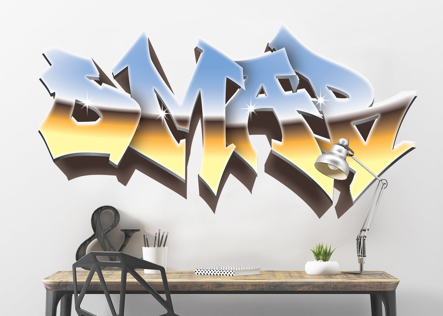 Chrome Look Graffiti Name Decal