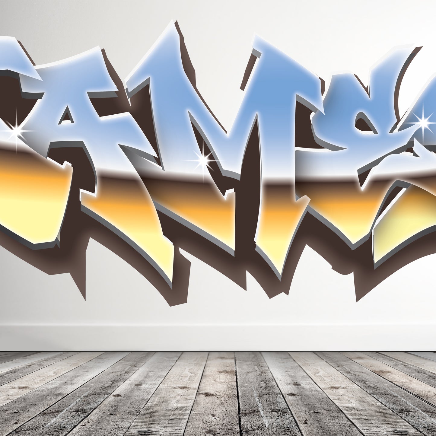 Chrome Look Graffiti Name Decal