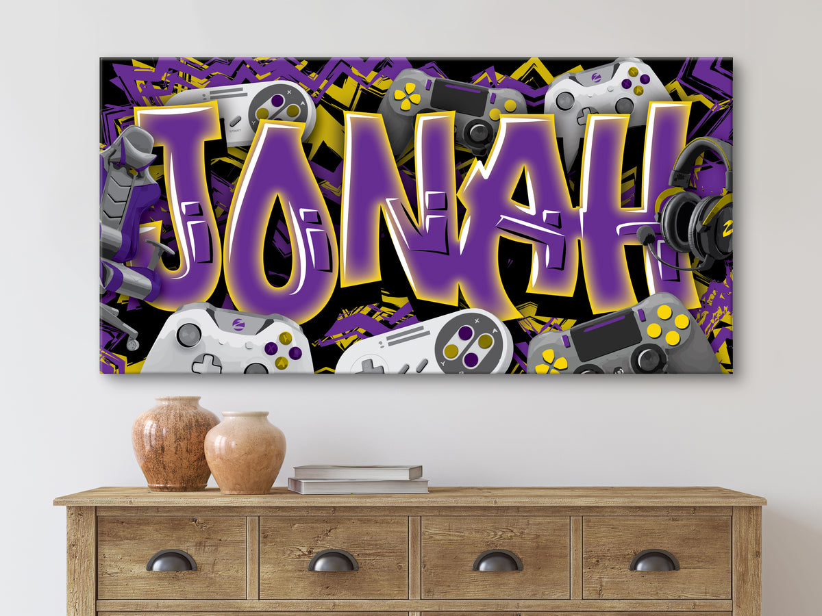 Personalized Gamer Graffiti Style Name Canvas