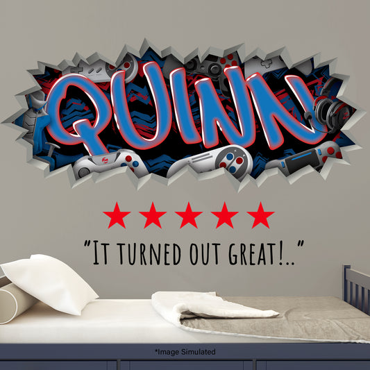 Personalized Gamer Name Graffiti Decal – Custom Video Game Wall Art