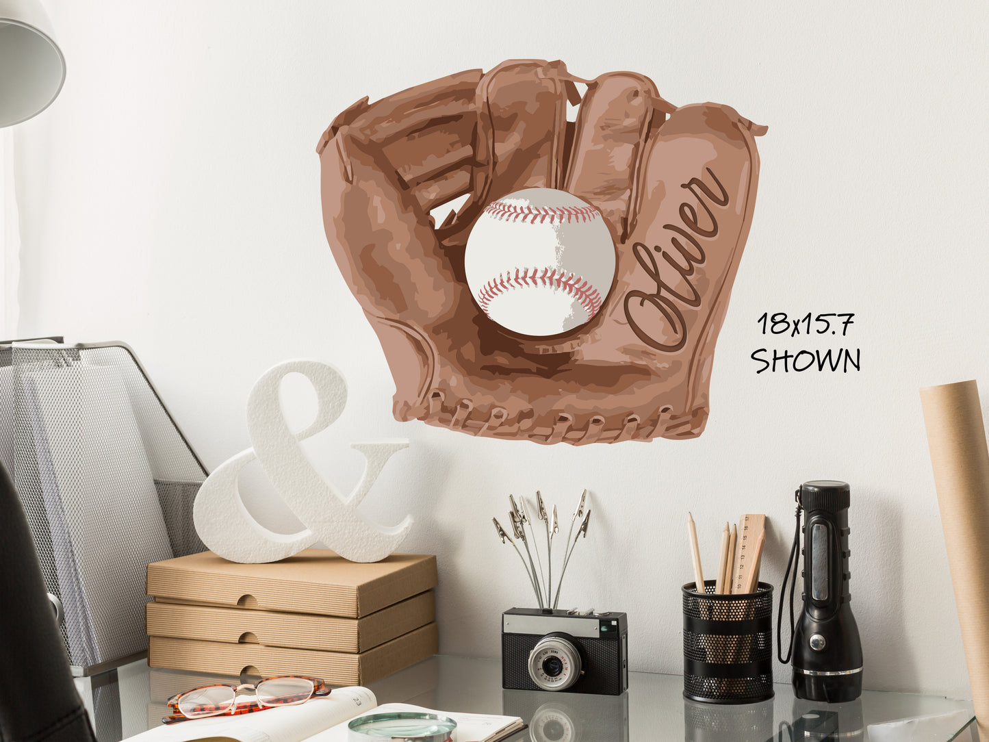 Baseball & Glove Wall Decal – Personalized Sports Décor for Kids