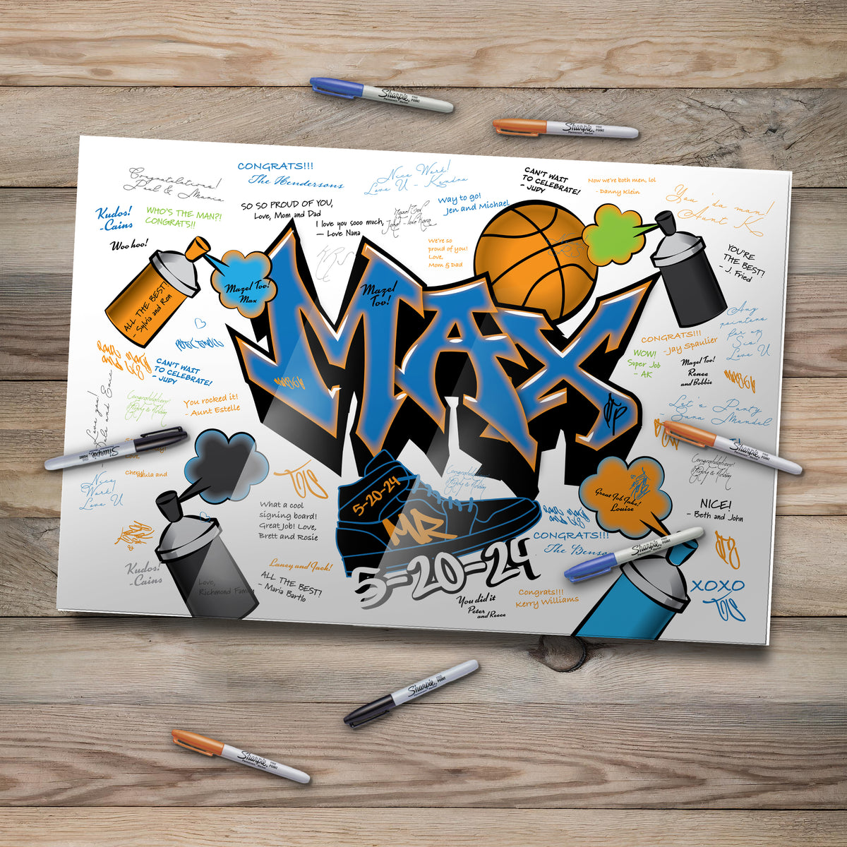 Graffiti Basketball Acrylic Art Sign In Board