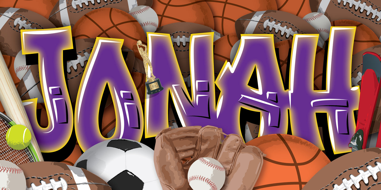 Personalized Sports Graffiti Style Name Canvas