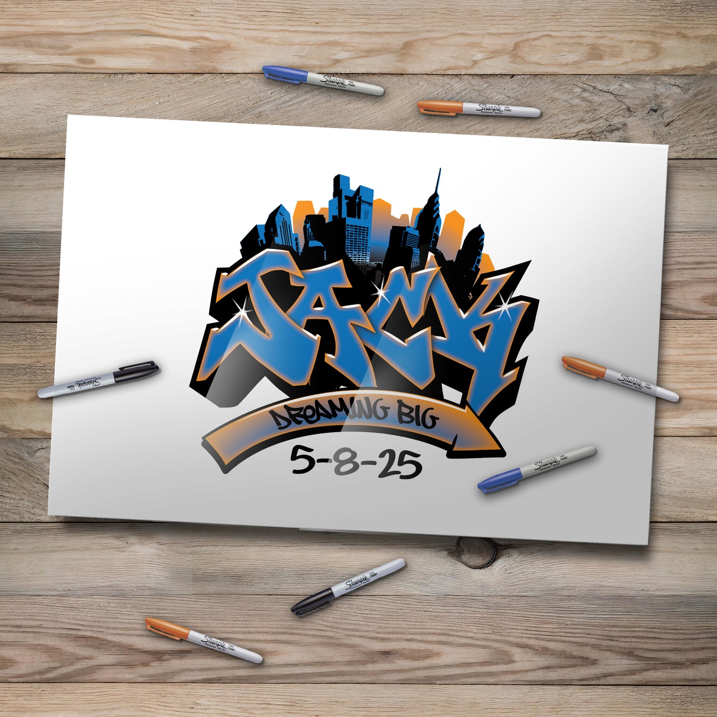 Graffiti City Acrylic Art Sign In Board