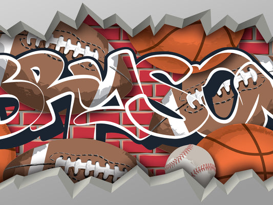 Personalized Sports Graffiti Decal – Custom Athletic Name Wall Art