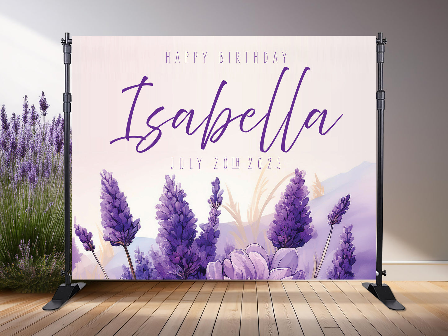 Elegant Floral Banner for Weddings, Birthdays, Sweet 16, Bat Mitzvah - Custom Party Backdrop Decoration