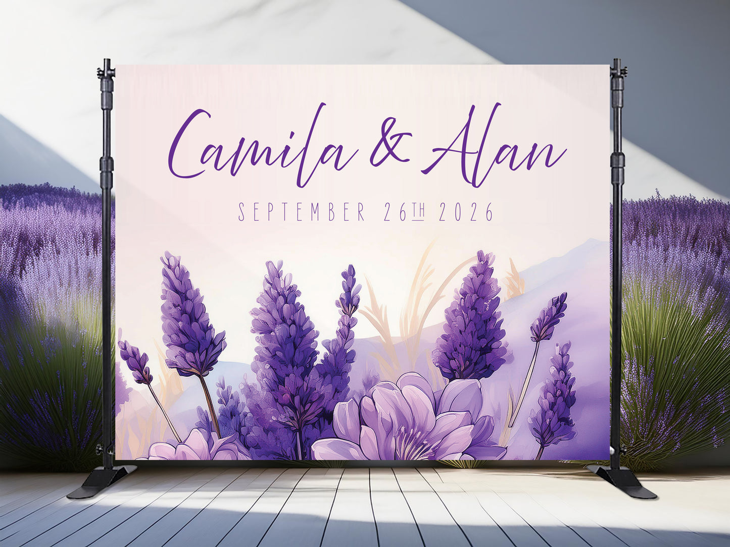 Elegant Floral Banner for Weddings, Birthdays, Sweet 16, Bat Mitzvah - Custom Party Backdrop Decoration
