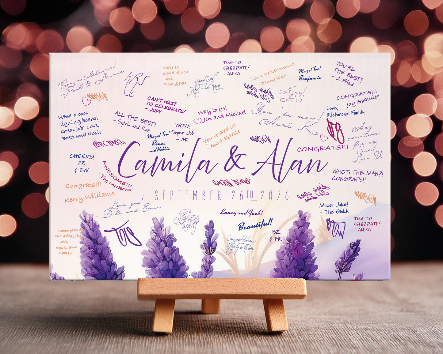 Lavender Elegent Sign In Board for Weddings, Birthdays, Bat Mitzvah