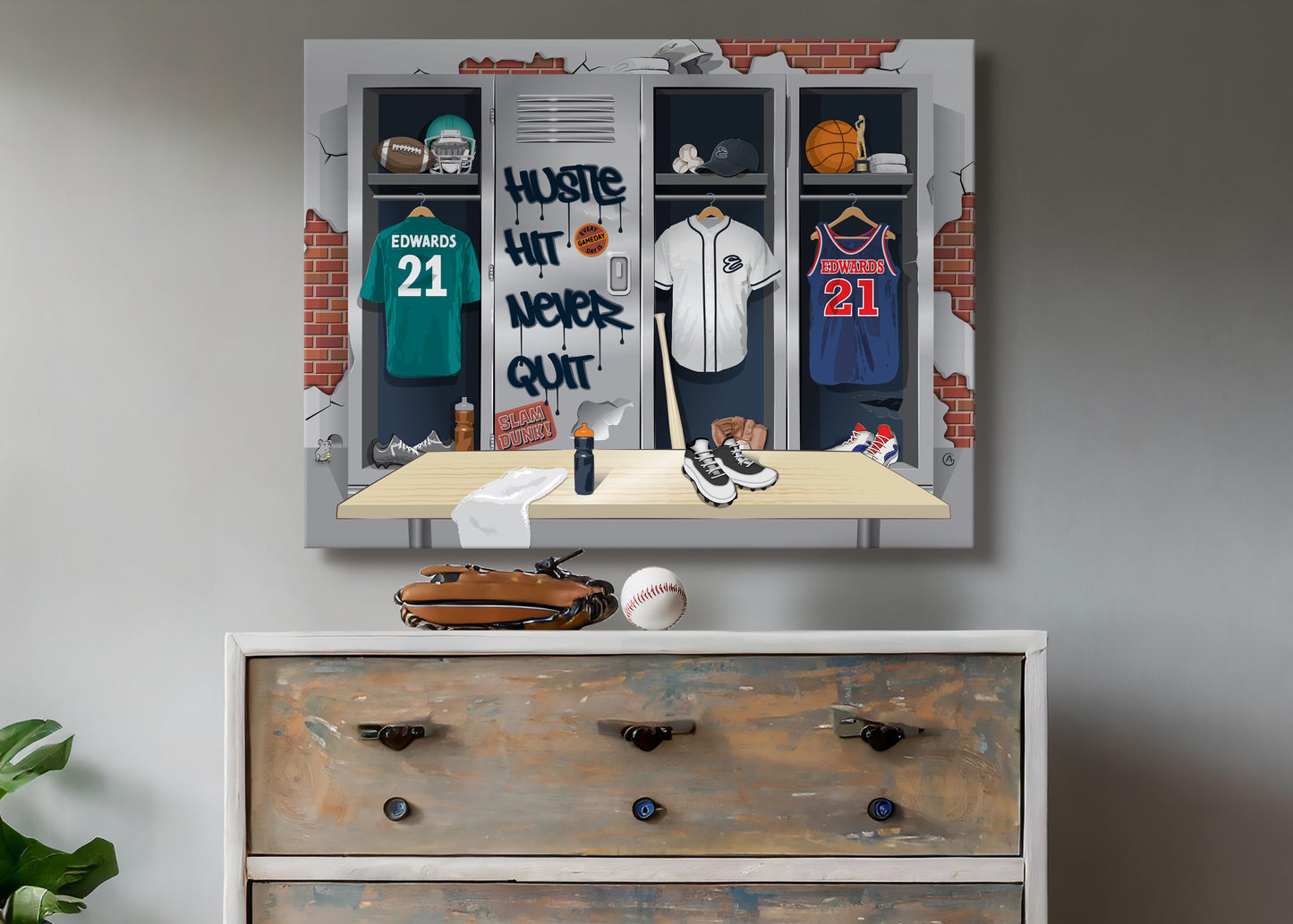 Personalized Sports Locker Room Canvas