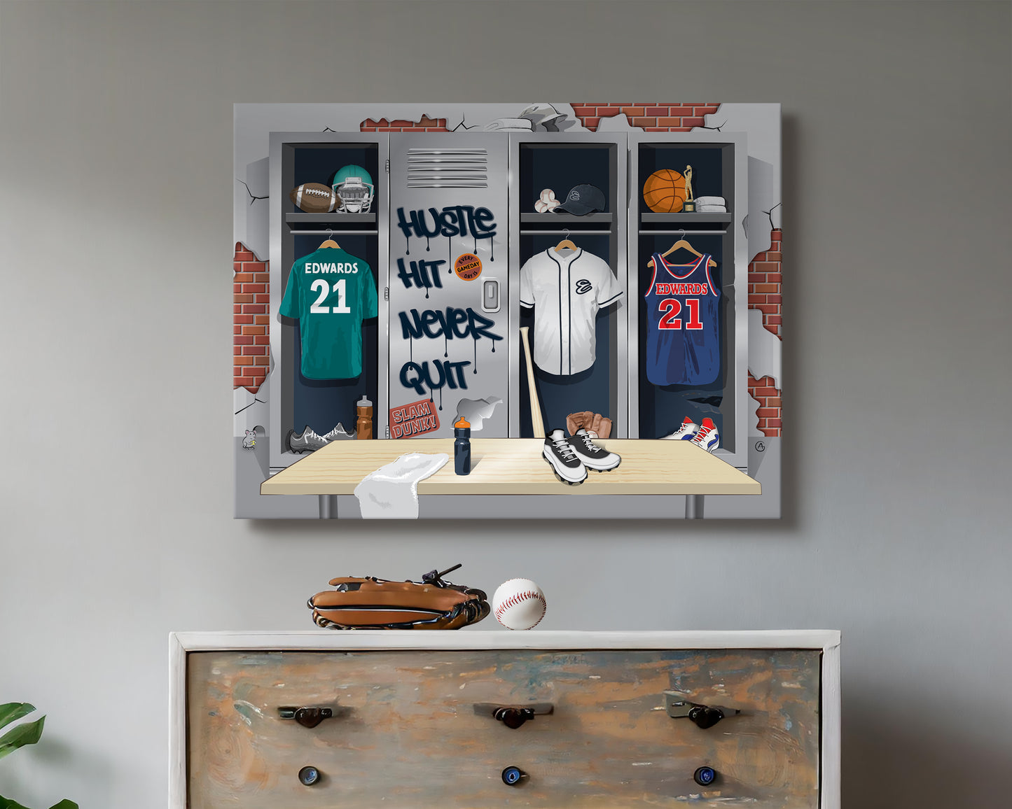 Personalized Sports Locker Room Canvas