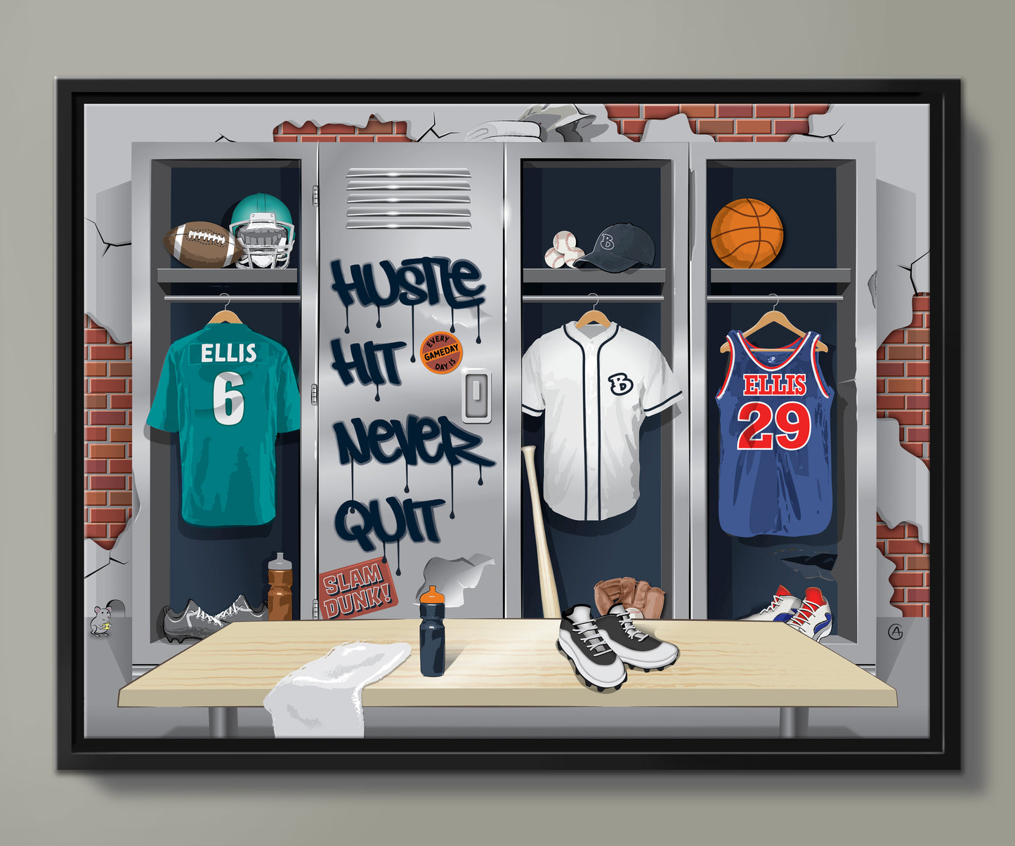 Personalized Sports Locker Room Canvas