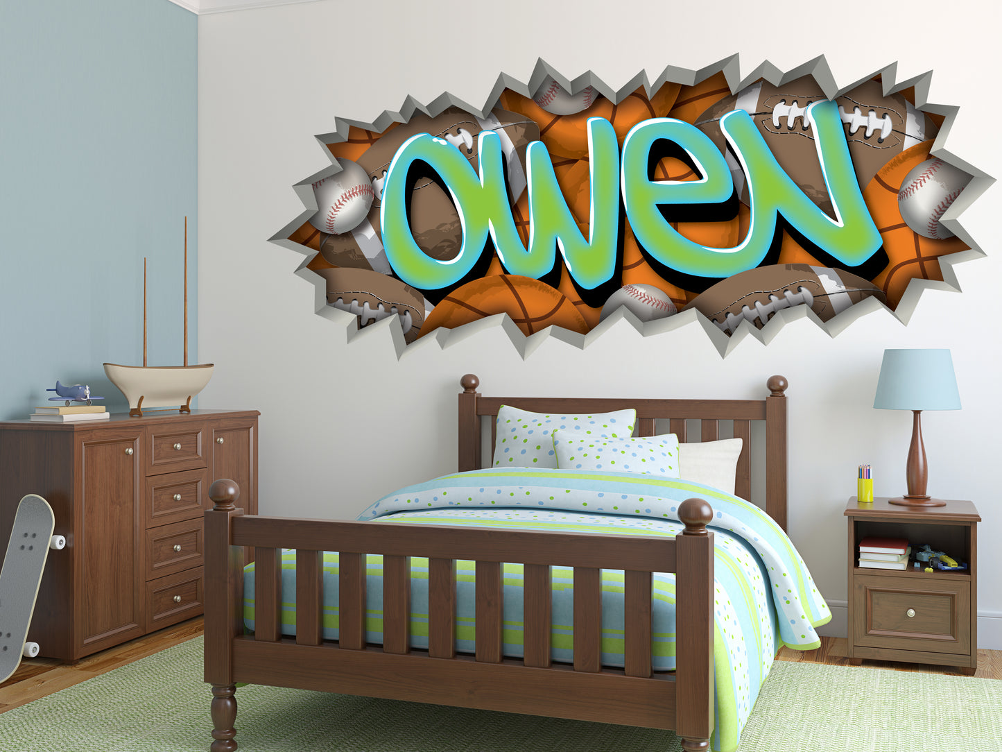 Personalized Sports Graffiti Decal – Custom Athletic Name Wall Art