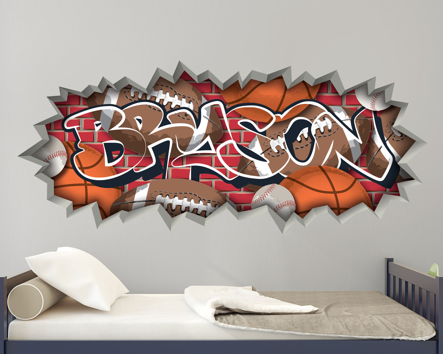 Personalized Sports Graffiti Decal – Custom Athletic Name Wall Art