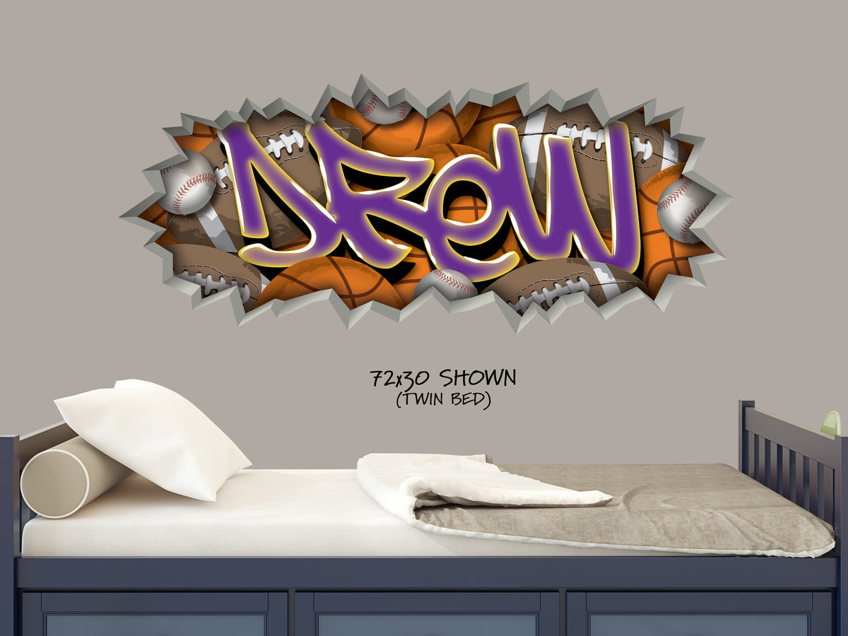 Personalized Sports Name Graffiti Wall Decal