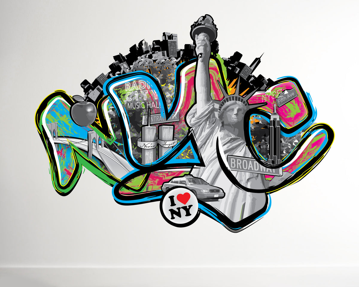 NYC Graffiti Wall Decal – Urban Street Art City Decor