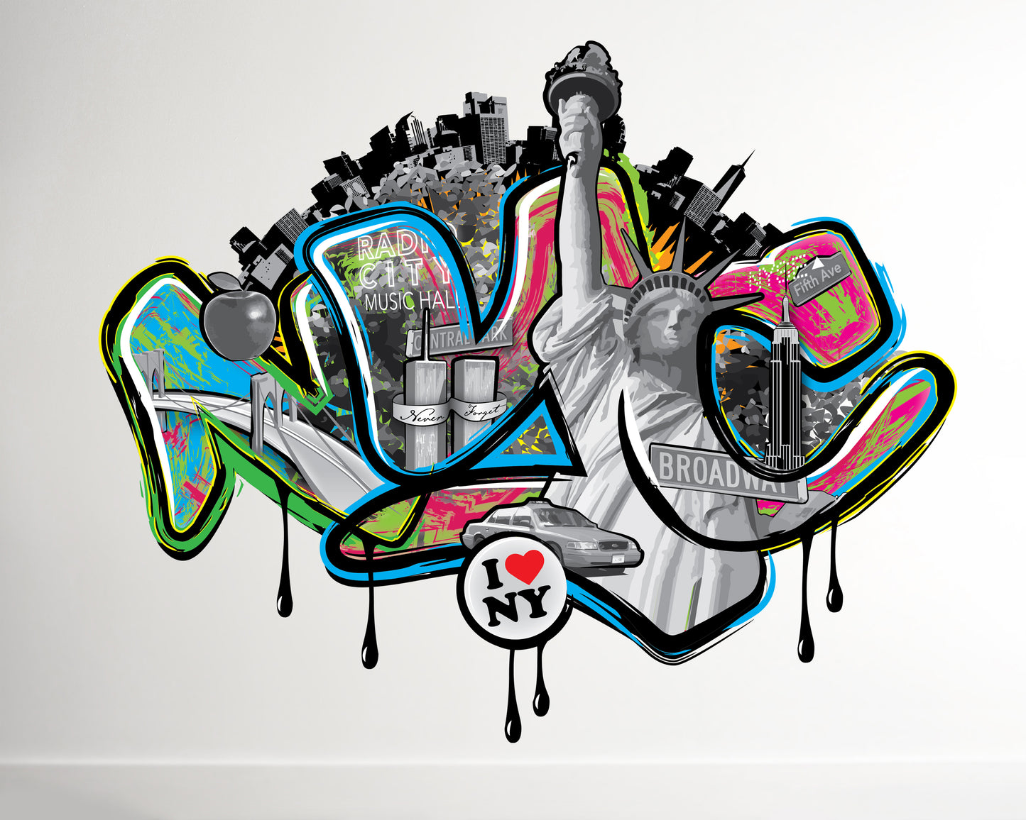 NYC Graffiti Wall Decal – Urban Street Art City Decor