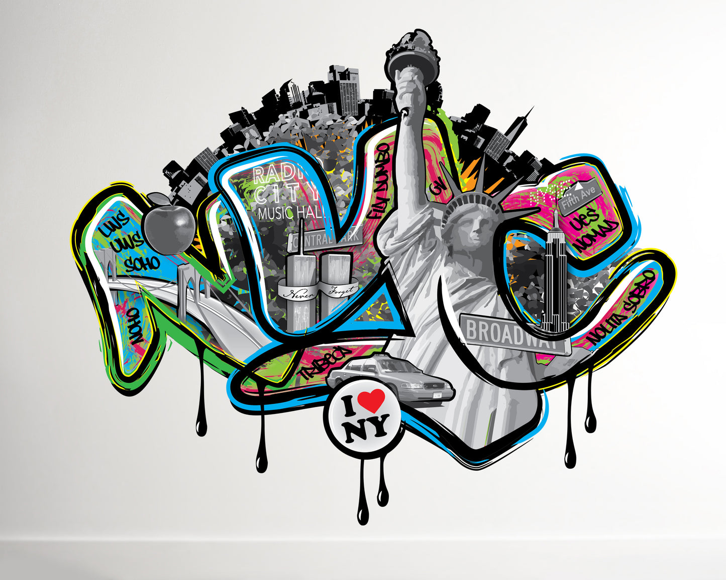 NYC Graffiti Wall Decal – Urban Street Art City Decor