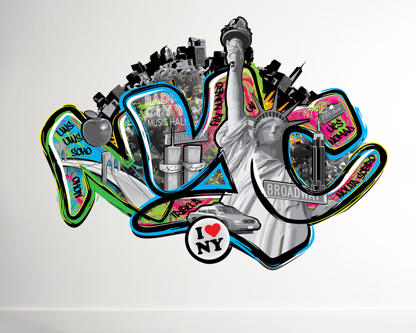 NYC Graffiti Wall Decal – Urban Street Art City Decor