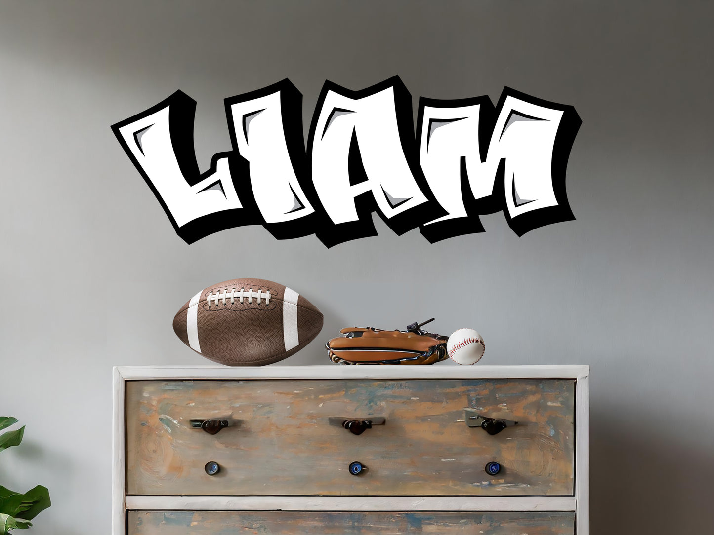 Personalized Black and White Graffiti Style Name Decal