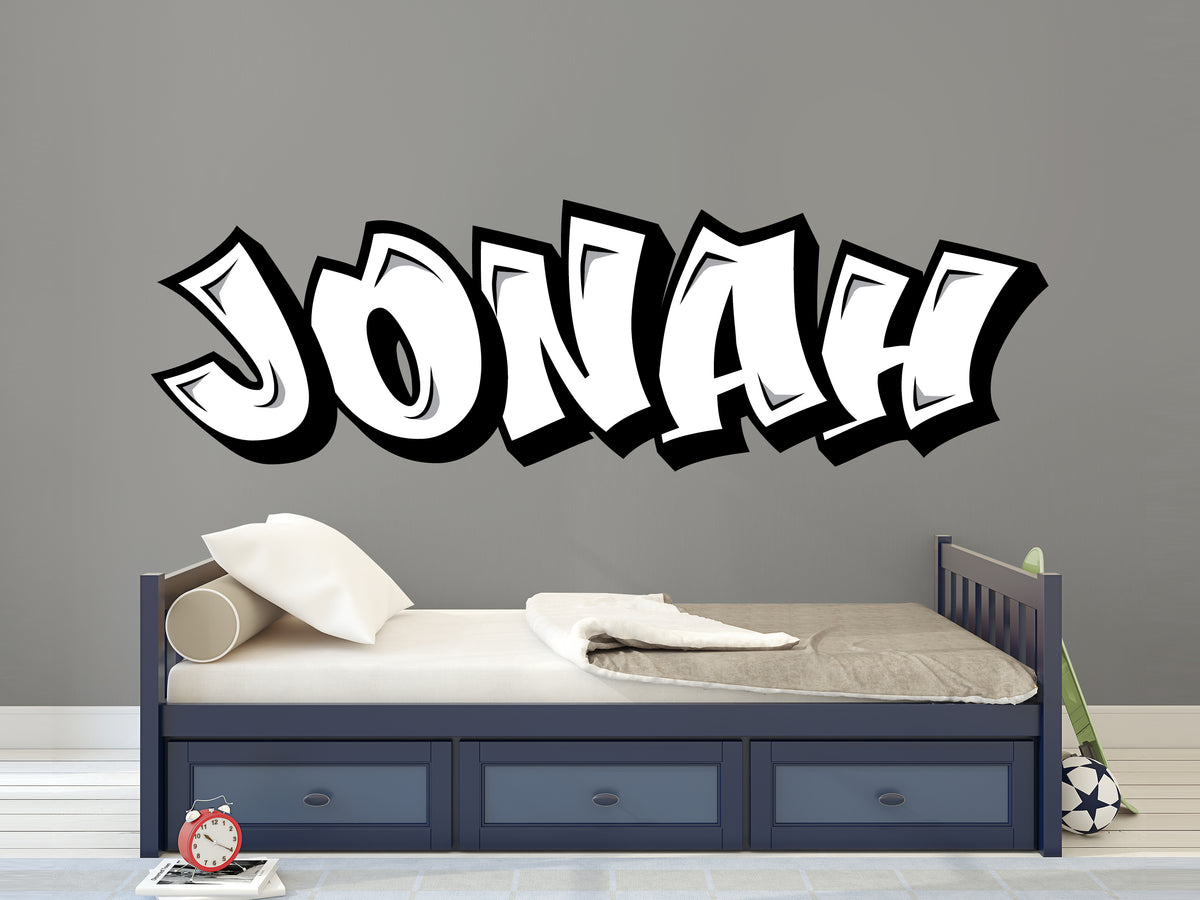Personalized Black and White Graffiti Style Name Decal