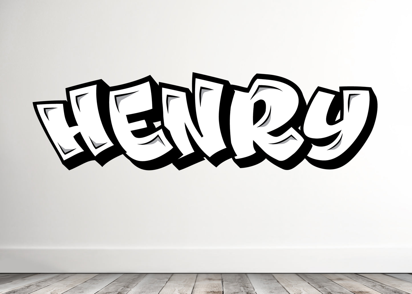 Personalized Black and White Graffiti Style Name Decal