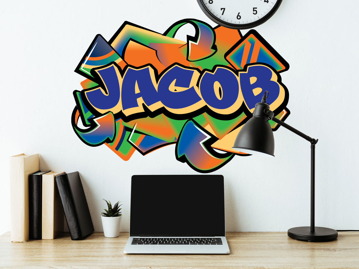 Personalized Graffiti Name Decal with Shapes