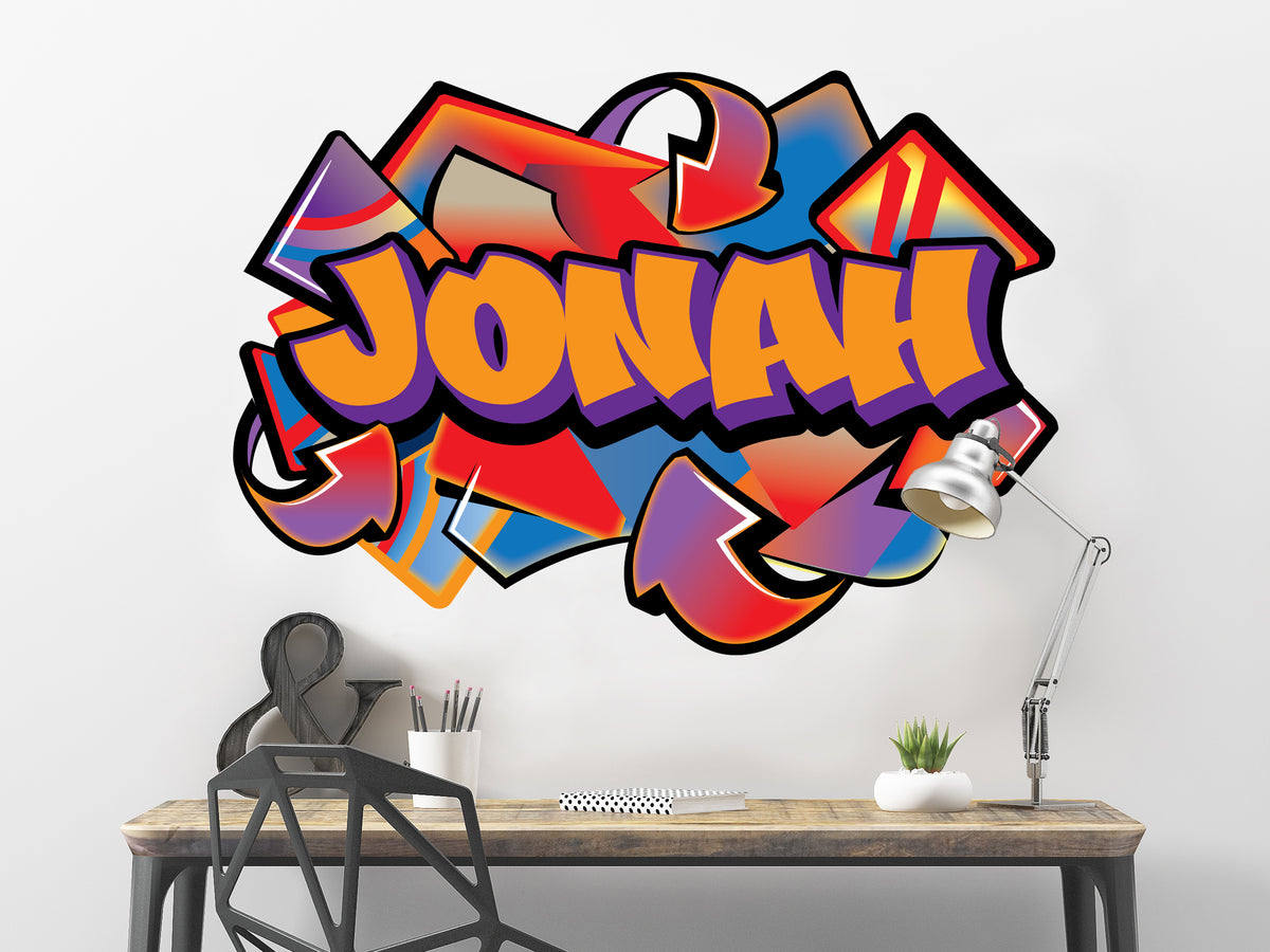 Personalized Graffiti Name Decal with Shapes