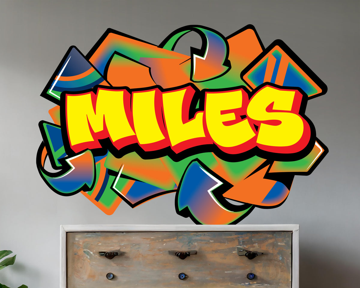 Personalized Graffiti Name Decal with Shapes