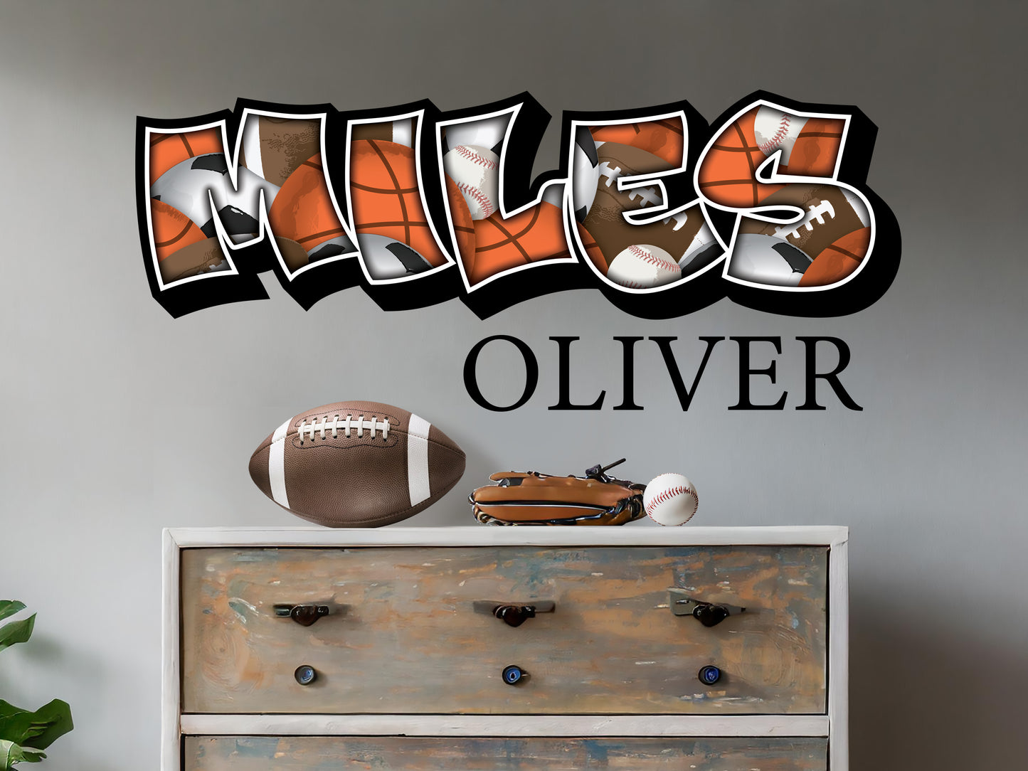 Personalized Sports Graffiti First and Middle Name Decal