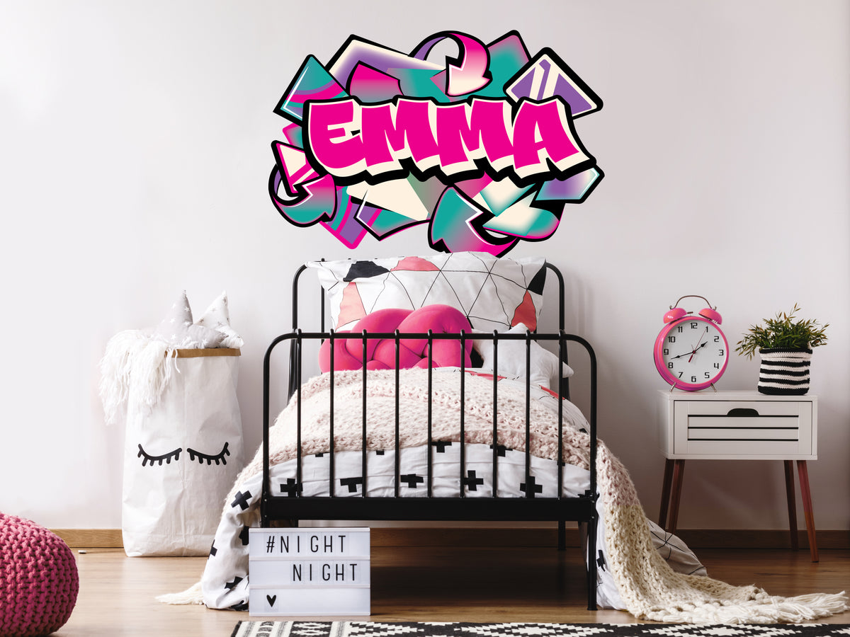 Personalized Graffiti Name Decal with Shapes