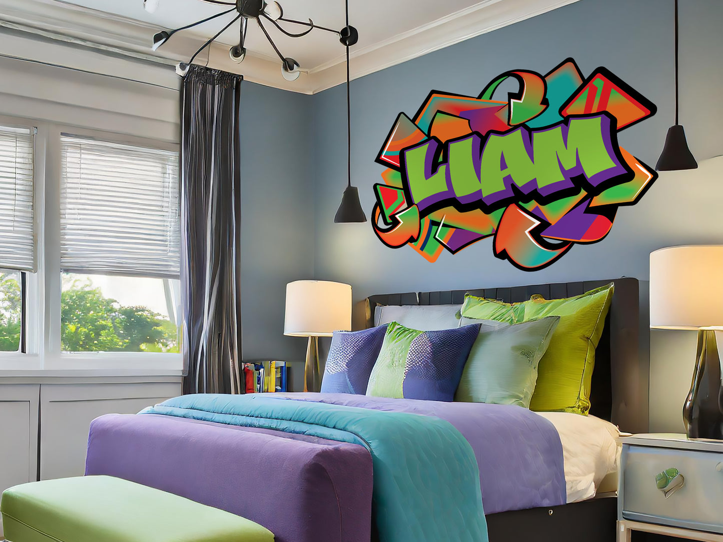 Personalized Graffiti Name Decal with Shapes