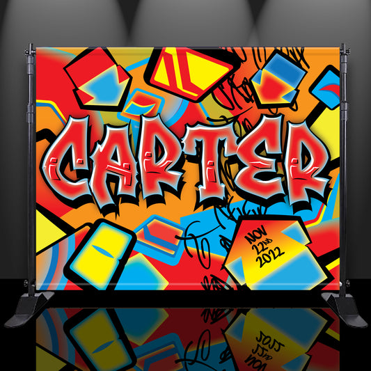 Personalized Graffiti Name Event Backdrop Banner