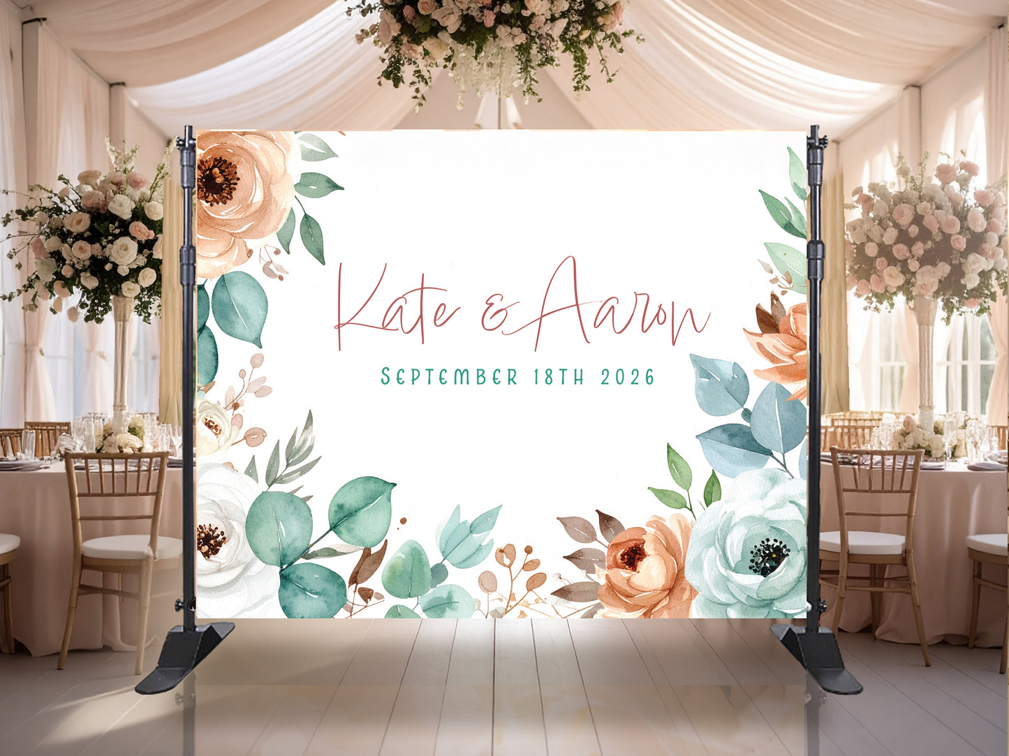 Bohemian Water Color Floral Wedding Banner