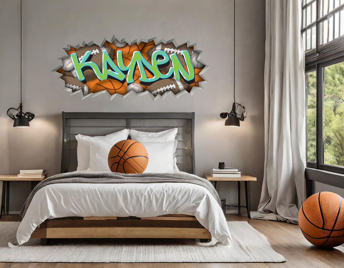 Personalized Sports Name Graffiti Wall Decal