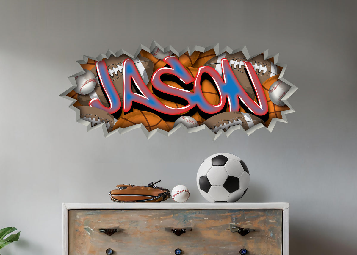 Personalized Sports Name Graffiti Wall Decal