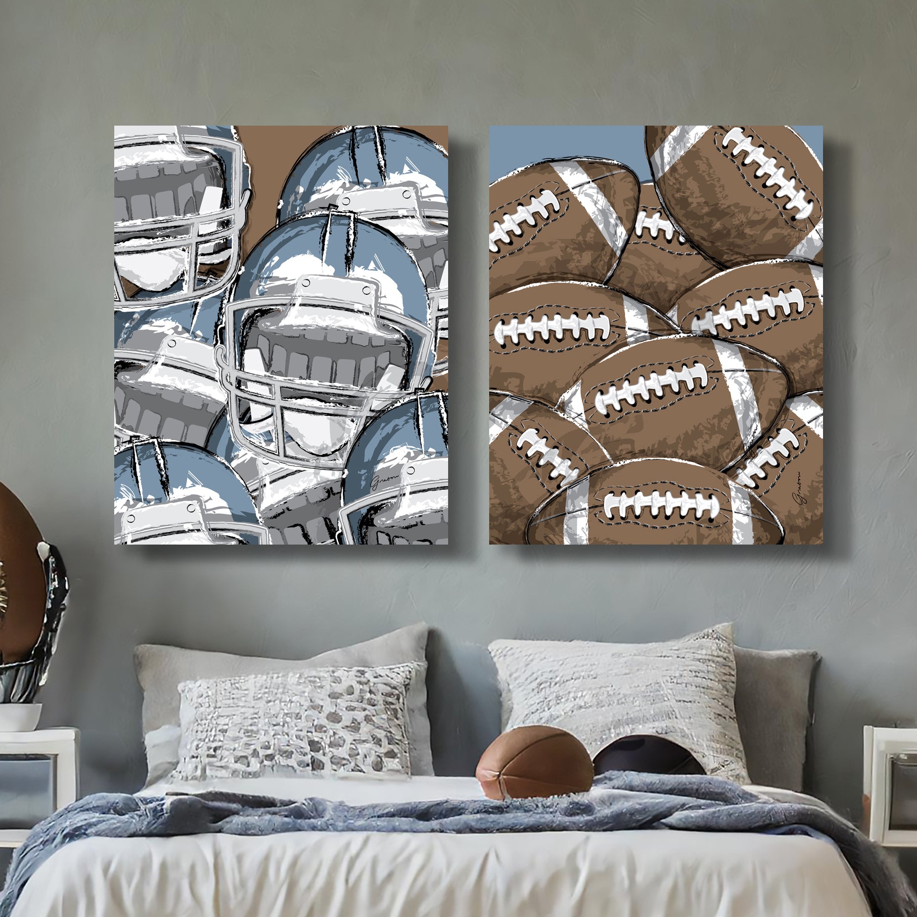 custom football helmet room decor VWAQ Personalized Name Wall Decal - Sports Peel and Stick and your choice of team colors Looking for a great idea