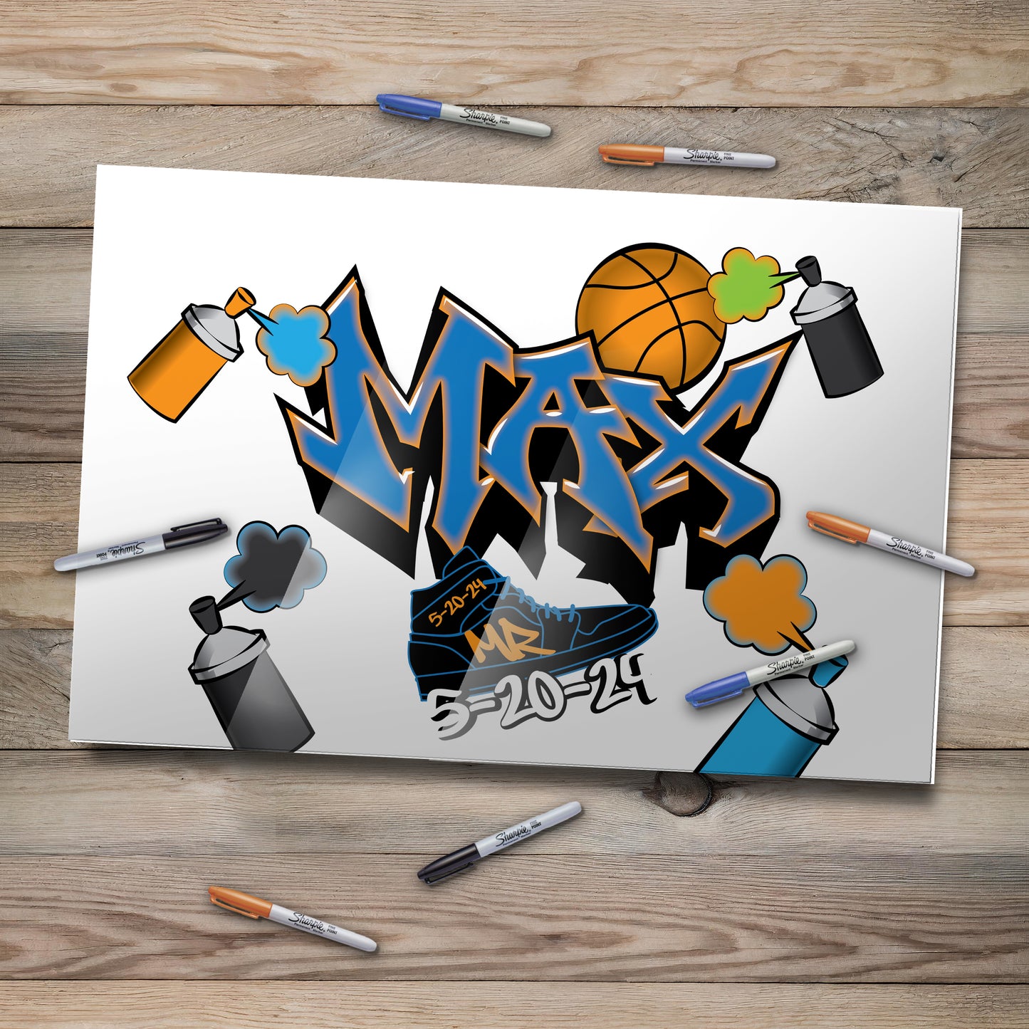 Graffiti Basketball Acrylic Art Sign In Board