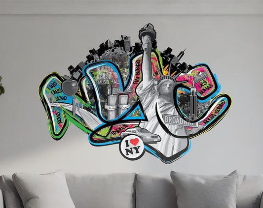 NYC Graffiti Wall Decal – Urban Street Art City Decor