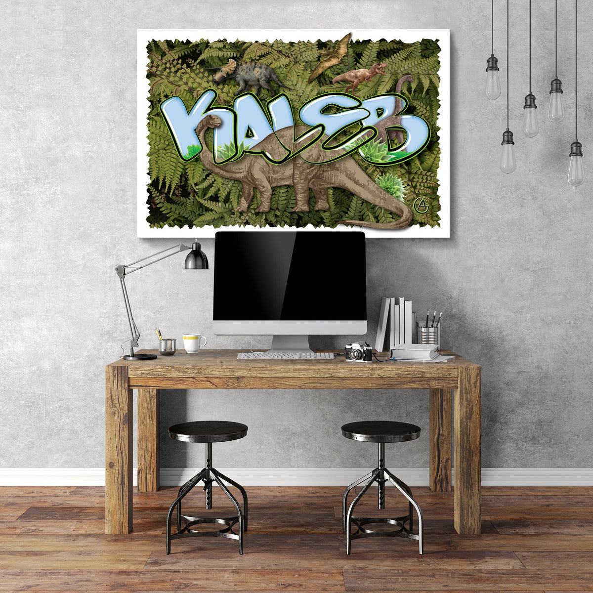 Personalized Dinosaur Name Canvas Art: Boys Room Decor
